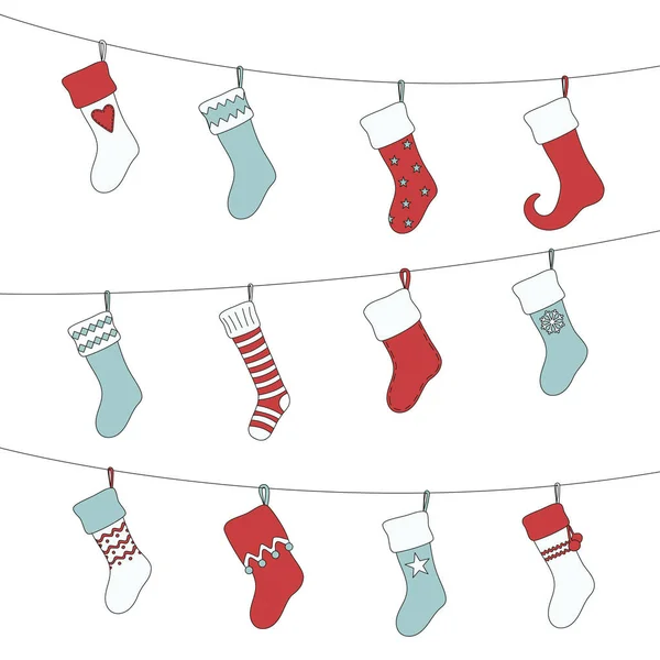 Σύνολο Γυναικείες Κάλτσες Χριστουγέννων — Διανυσματικό Αρχείο