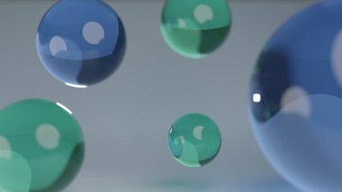 Abstract glass balls 3D rendering background