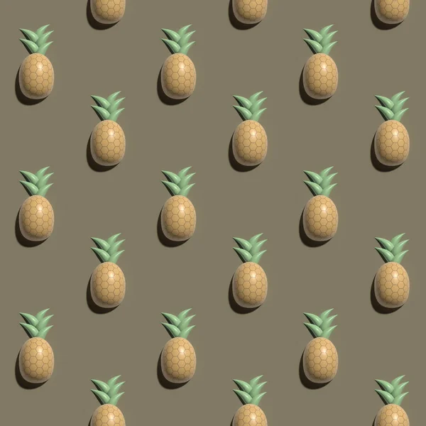 Sömlösa Mönster Ananas Tropiska Frukter — Stockfoto
