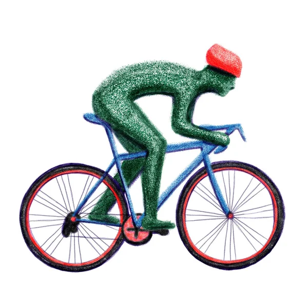 Radfahren Auf Dem Fahrrad Risografie Illustration — Stockfoto