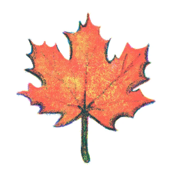 Red Autumn Maple Leaf Risograph Illustration — Stock Photo, Image