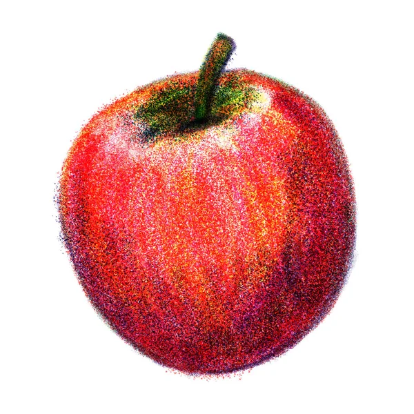 Czerwone Jabłko Rysograf Retro Ilustracja — Zdjęcie stockowe