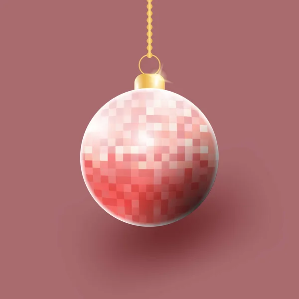 Realistic Pixel Style Christmas Ball Christmas Ornament — Stock Vector
