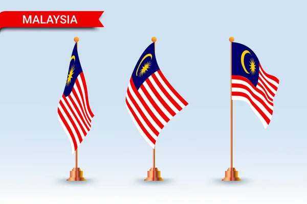 Bandeira Tabela Malaysia Definido Com Diferentes Estilos — Vetor de Stock