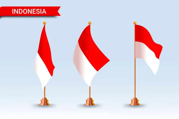 Indonesia Table Flag Set Different Styles — Stock Vector