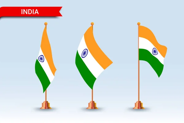 Bandiera Tavolo India Impostato Con Stili Diversi — Vettoriale Stock