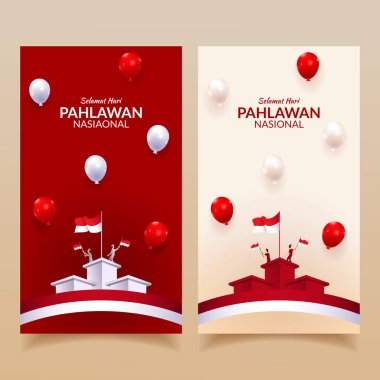 hari pahlawan nasional or indonesia national heroes day vertical social media banner clipart