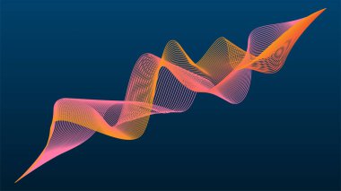 Renkli parlak şeftali renkleri olan modern dalgalı çizgiler.