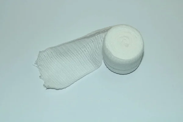 Roll Gauze Isolated White Background First Aid Injury Protecting Wrapping — Stock Photo, Image