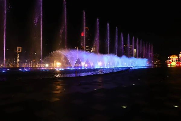 Bangkok Thaiföld Február 2022 Fountain Show Alatt Kínai Újév Éjszaka — Stock Fotó