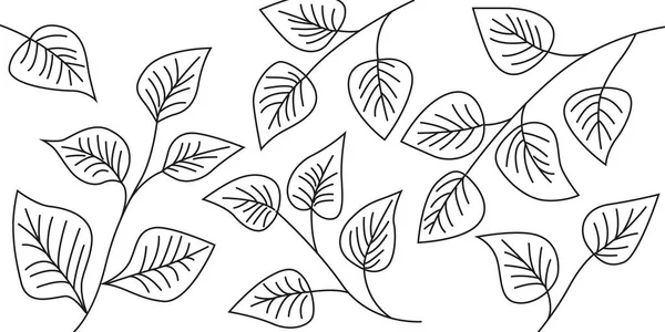 Vector Monochrome Background Branches Leaves — Stock Vector