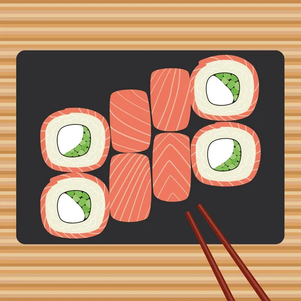 Set Sushi Rollos Imagen Vectorial — Archivo Imágenes Vectoriales