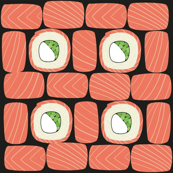 Vektornahtloser Hintergrund Mit Sushi Rollen — Stockvektor