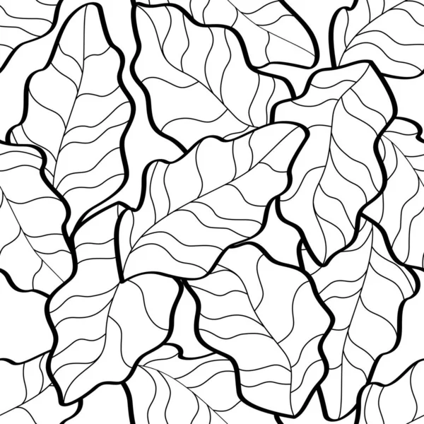 Vector Seamless Background Painted Monochrome Leaves — Stock Vector