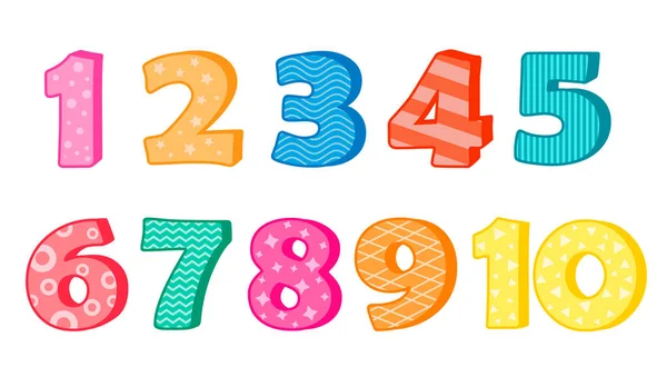 子供のためのデザインのためのカラフルな数字のベクターセット 招待状 カード — ストックベクタ