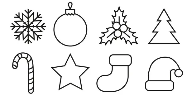 Set Minimalistic Christmas Icons Vector Illustration — Stock Vector