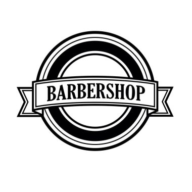 Berber dükkanı logosu için eski usul yuvarlak vektör şablonu