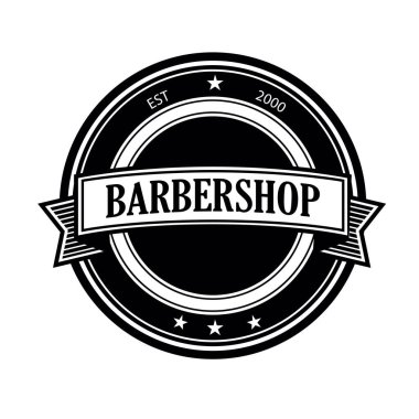 Berber dükkanı logosu için eski usul yuvarlak vektör şablonu