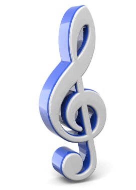Blue and white Treble Clef - 3D