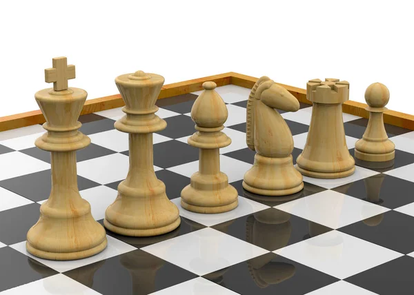 Wood Chess White Background — Stock Photo, Image