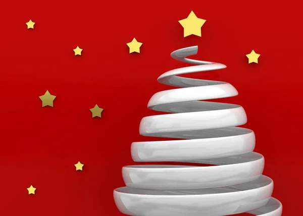 Christmas Tree Red Background — Stock Photo, Image