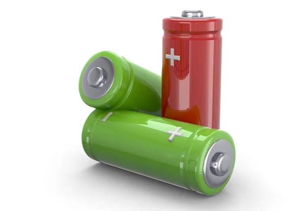 stock image Green and Red BATTERIES - 3D render