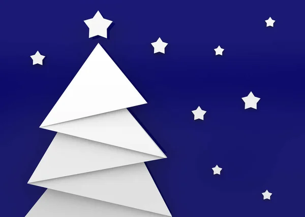 Christmas Tree Starry Blue Background — Stock Photo, Image