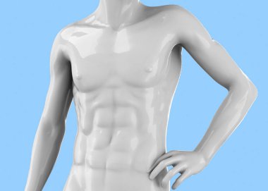 Pop sanat arka planında bir heykelin karın kasları - 3D canlandırma