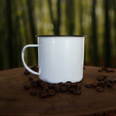 Beyaz ENamel Kampı Kupa Modeli
