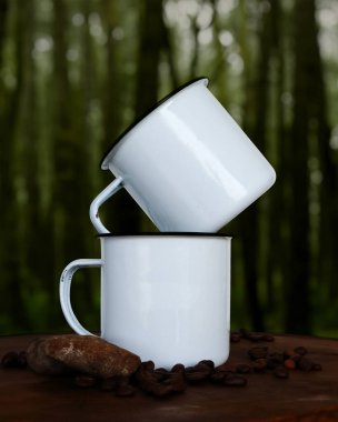 Beyaz ENamel Kampı Kupa Modeli