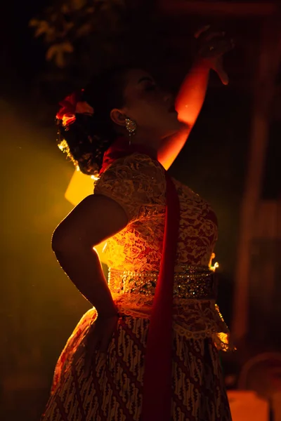 Donne Balinesi Indossano Abiti Culturali Mentre Posano Davanti All Illuminazione — Foto Stock
