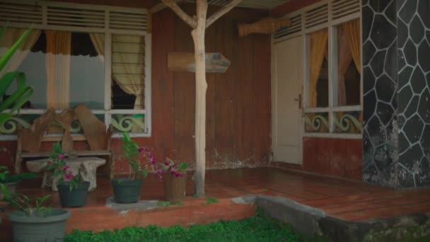 Villaggio Pieno Case Tradizionali Con Stile Vintage Bambù Colore Rosso — Video Stock
