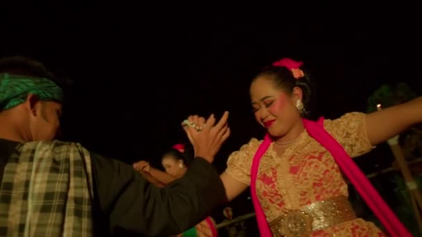 Javanese People Celebrate New Years Eve Dancing Traditional Dance Orange — Vídeo de stock