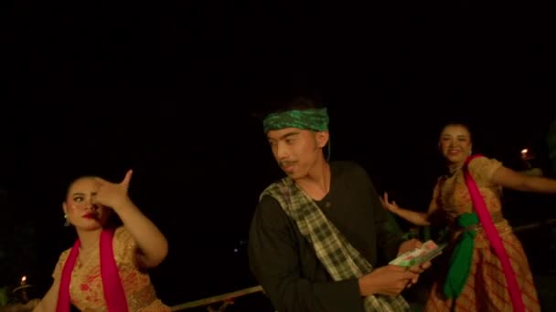 Javanese People Celebrate New Years Eve Dancing Traditional Dance Orange — Stock Video