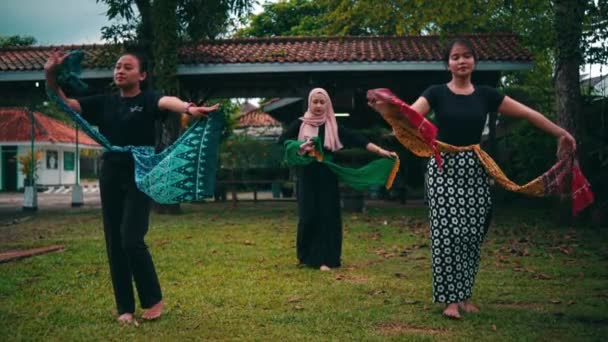 Group Muslim Dancers Dancing Park Very Agile Friends Day — Wideo stockowe