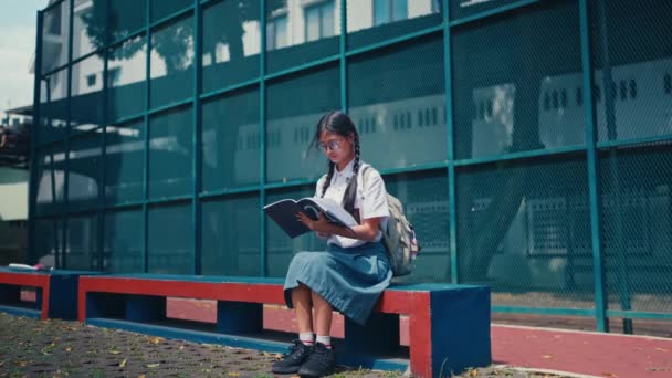 Bir Kız Öğrenciye Basketbol Topu Çarptı Basketbol Sahasında Otururken Acıdan — Stok video