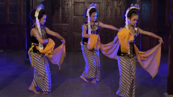 Een Groep Javaanse Dansers Voert Nachts Voor Koning Een Traditionele — Stockvideo