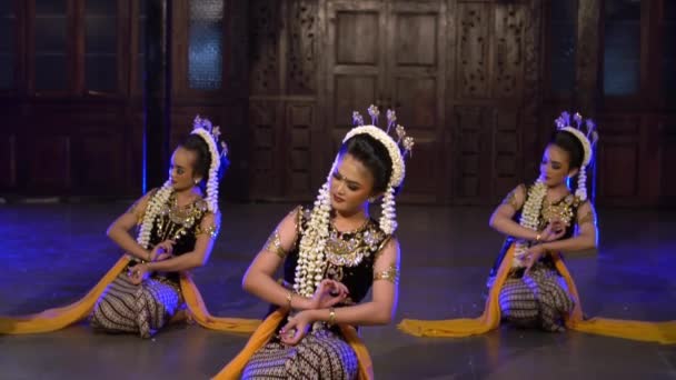 Grupo Bailarines Sundanese Participan Concurso Baile Carnaval Por Noche — Vídeos de Stock