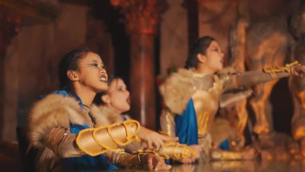 Savaşçı Grubu Argümanlarını Tutkuyla Sürdürdü Kraliyet Sarayında Güçlü Bir Rekabet — Stok video