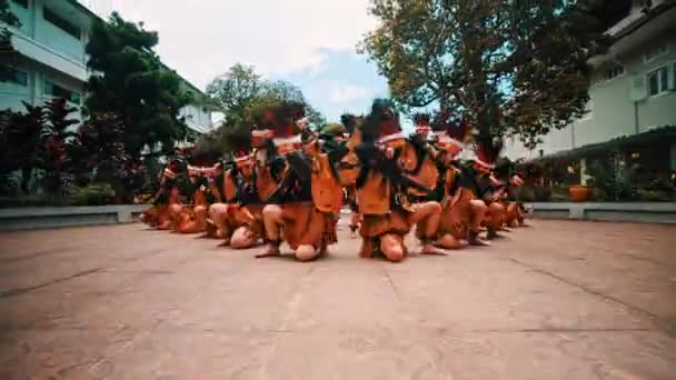 Bailarines Tradicionales Con Trajes Vibrantes Realizando Una Danza Cultural Con — Vídeos de Stock