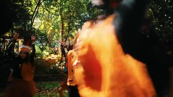 Bir Grup Izci Üniformalı Çocuk Gün Işığında Güneşli Bir Ormanda — Stok video