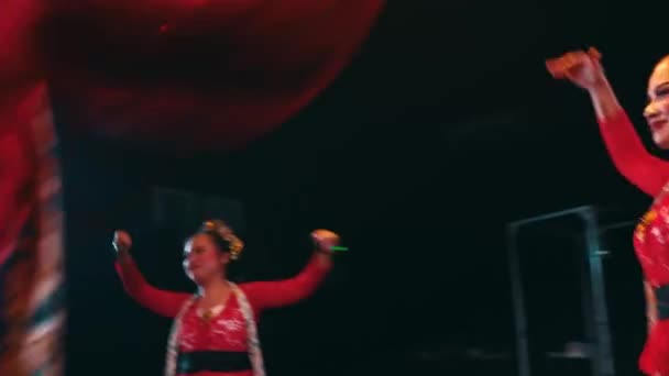 Niewyraźne Ruchy Tancerzy Flamenco Scenie Uchwycenie Dynamicznego Ruchu Żywe Stroje — Wideo stockowe