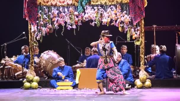 Традиційне Азіатське Виконання Музикантами Барвисті Сценічні Прикраси Вночі — стокове відео