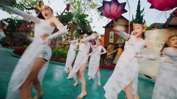Skupina Lidí Kostýmech Víl Tančí Venku Slavnostní Akci Během Dopoledne — Stock video