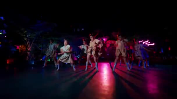 Διαφορετική Ομάδα Ανθρώπων Που Χορεύουν Ένα Κλαμπ Πολύχρωμα Φώτα Κατά — Αρχείο Βίντεο