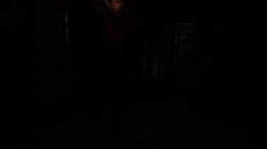 Belirsiz bir ışık kaynağı ve gölgeli bir figürle loş bir koridor. Atmosfer ürkütücü ve esrarengiz. Belirsizlik hissi uyandırıyor..