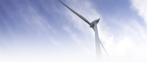 Blurred Banner Windmill Farm Wind Park High Wind Turbines Generation — Foto de Stock