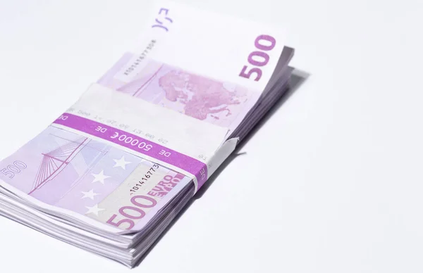 Euros Banknotes Five Hundred 500 Euros Lies Table Many 500 — Stock Photo, Image