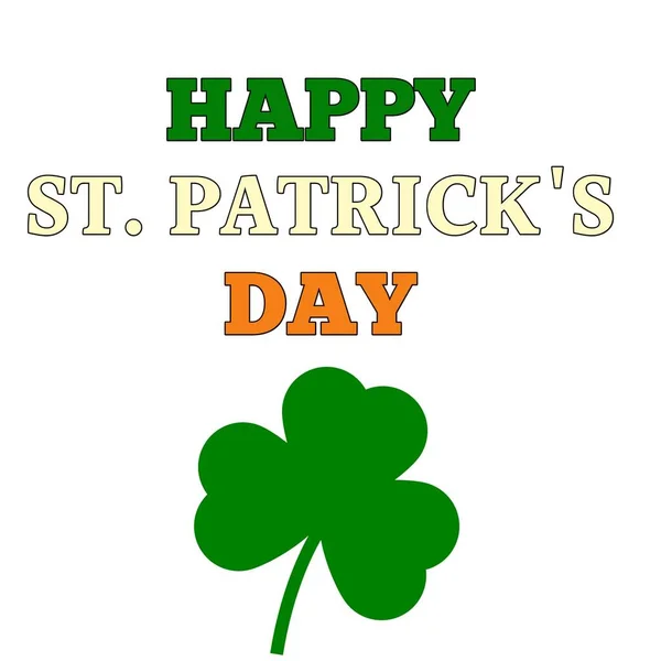 Happy St Patrick\'s Day with clover leaves on white background. st patrick\'s day celebration and irish tradition concept