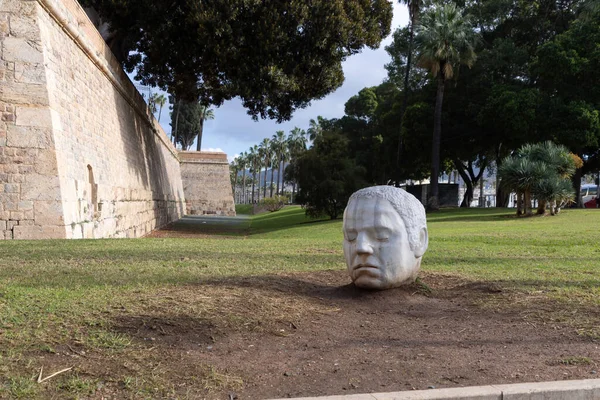 Sculpture Persons Head Buried Ground Named Macael Marble Made Jorge — Stock Photo, Image